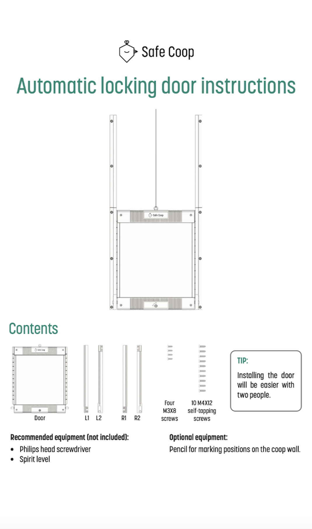 Safe Coop® automatic locking door instructions.