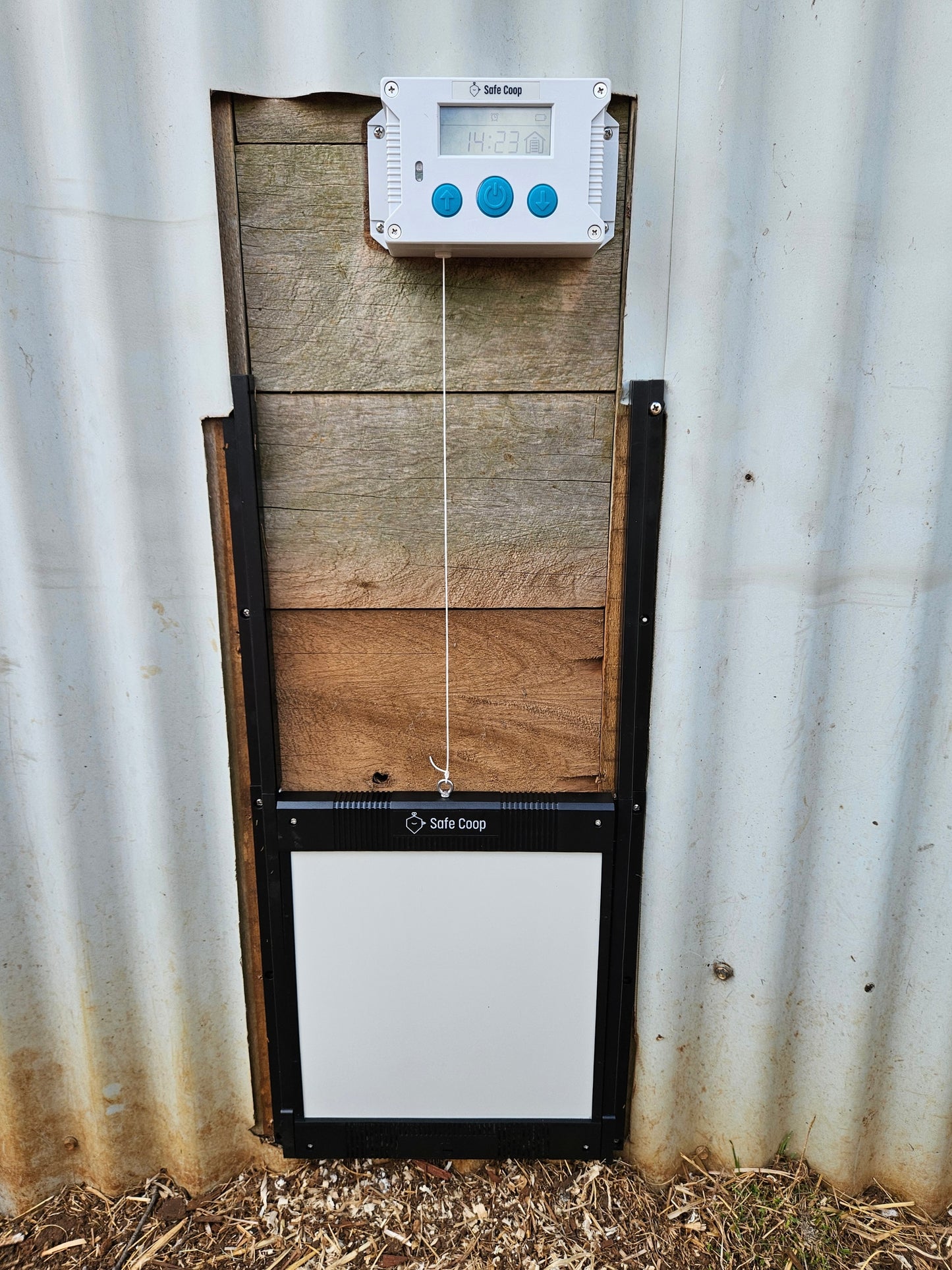 Safe Coop® automatic chicken door locked shut.