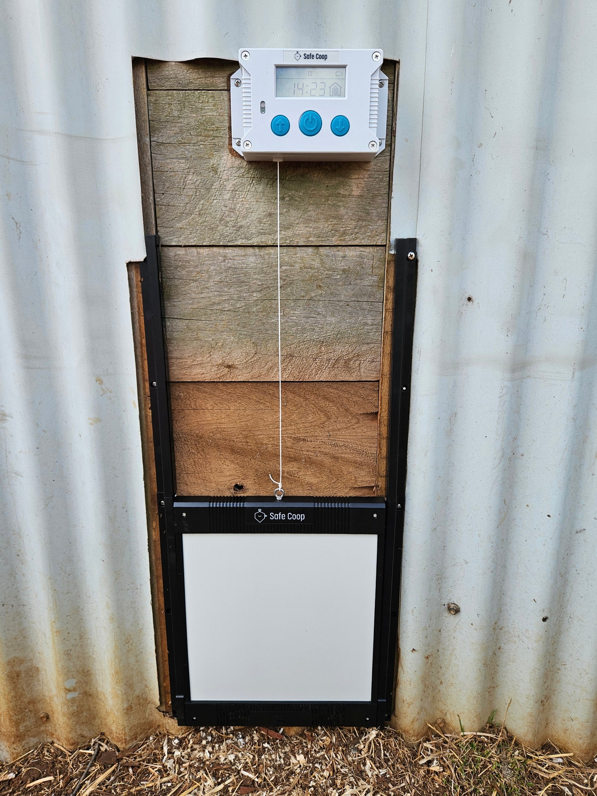 Safe Coop® automatic chicken door locked shut.