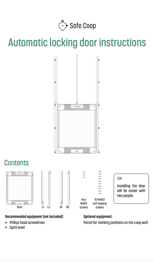 Safe Coop® automatic locking door instructions. 